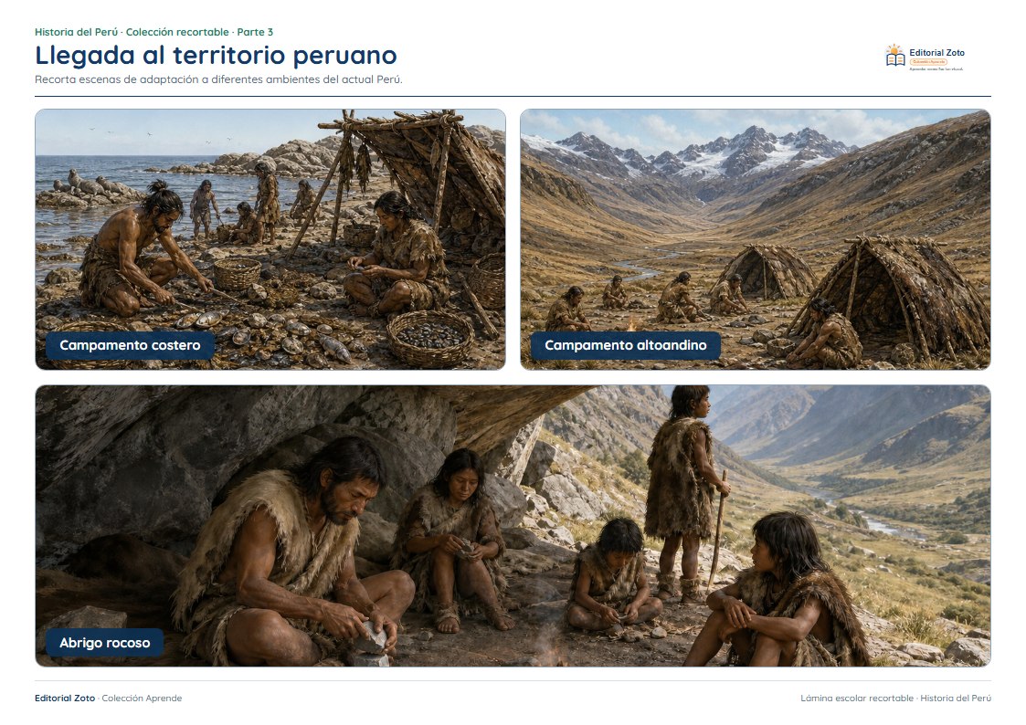 Vista previa de la lámina: Primeros pobladores del Perú: campamentos y refugios