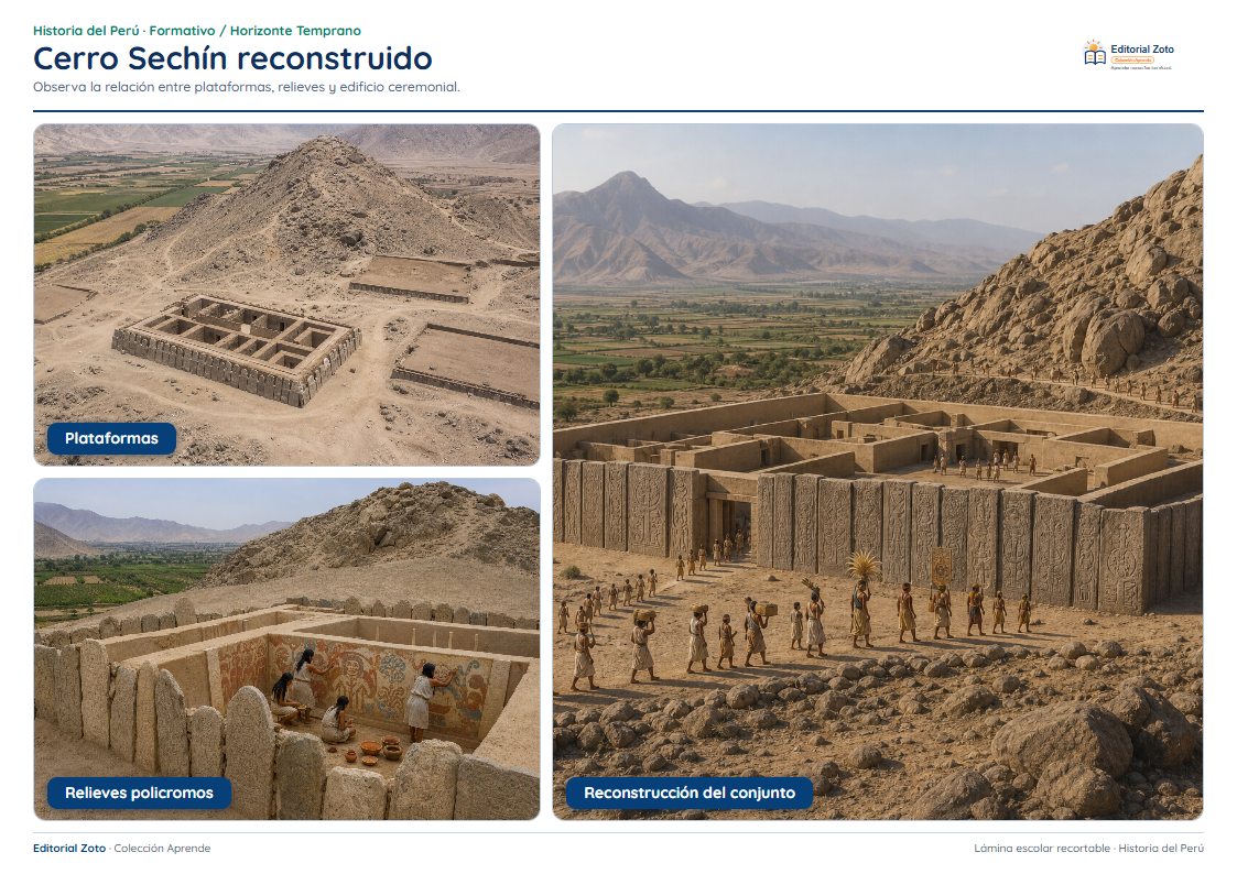 Vista previa de la lámina: Cerro Sechín reconstruido