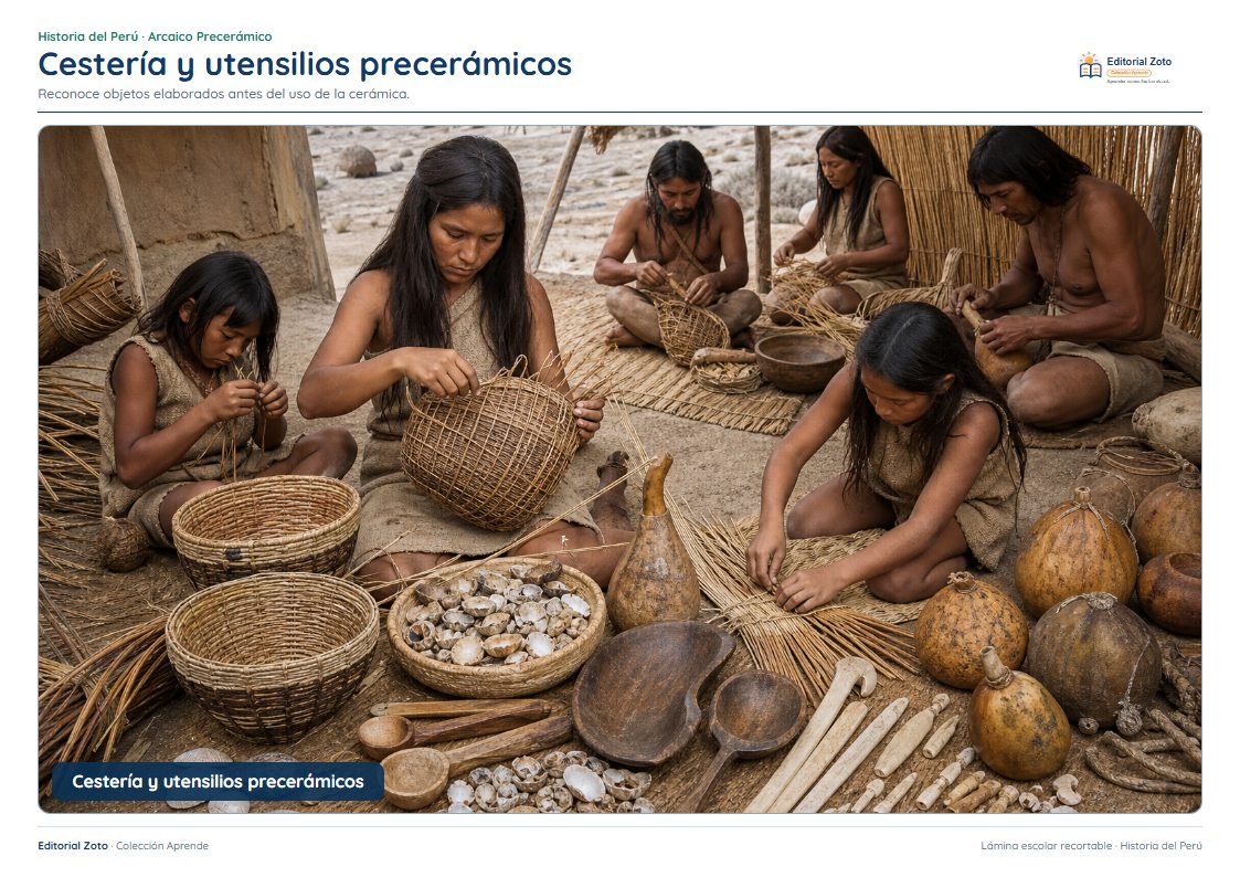Vista previa de la lámina: Cestería y utensilios precerámicos