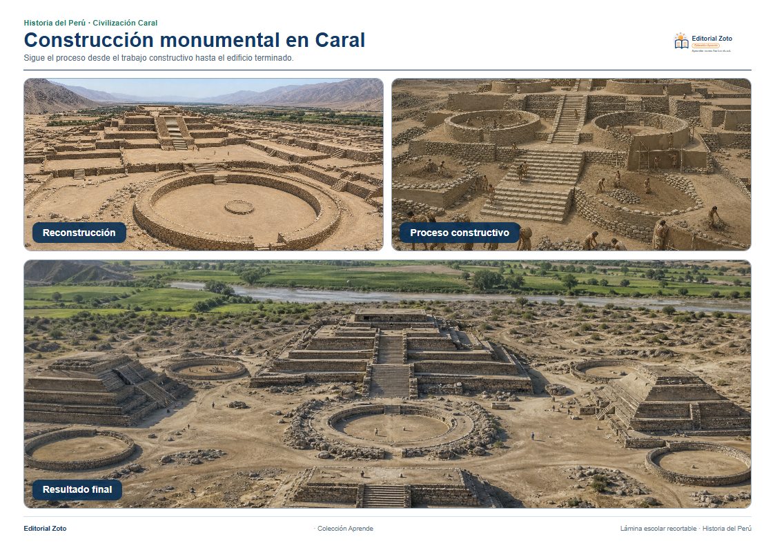 Vista previa de la lámina: Construcción monumental en Caral