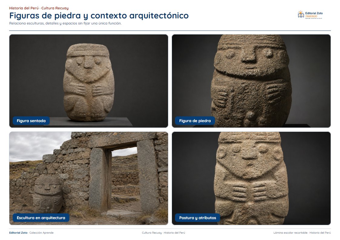 Vista previa de la lámina: Figuras de piedra y contexto arquitectónico