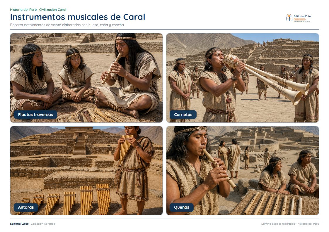 Vista previa de la lámina: Instrumentos musicales de Caral