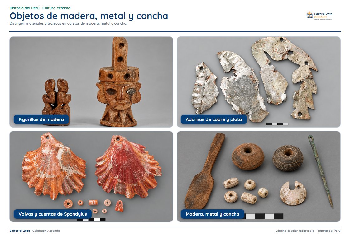 Vista previa de la lámina: Objetos de madera, metal y concha