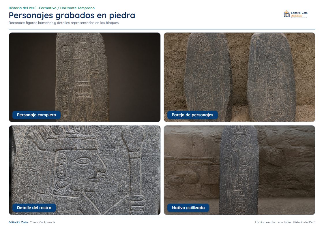 Vista previa de la lámina: Personajes grabados en piedra