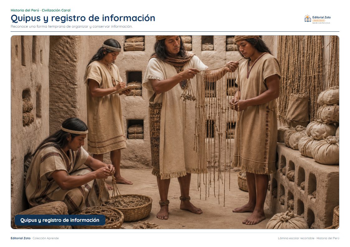 Vista previa de la lámina: Quipus y registro de información
