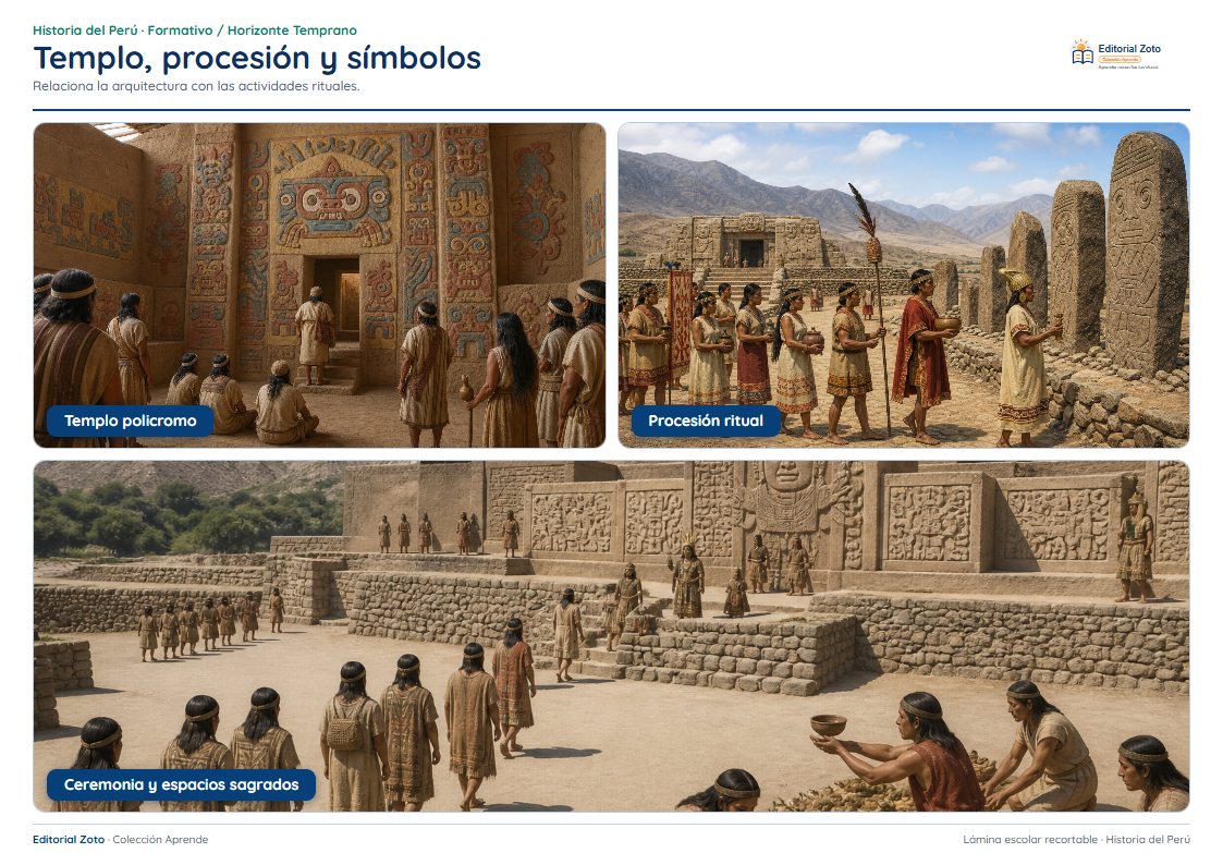Vista previa de la lámina: Templo, procesión y símbolos